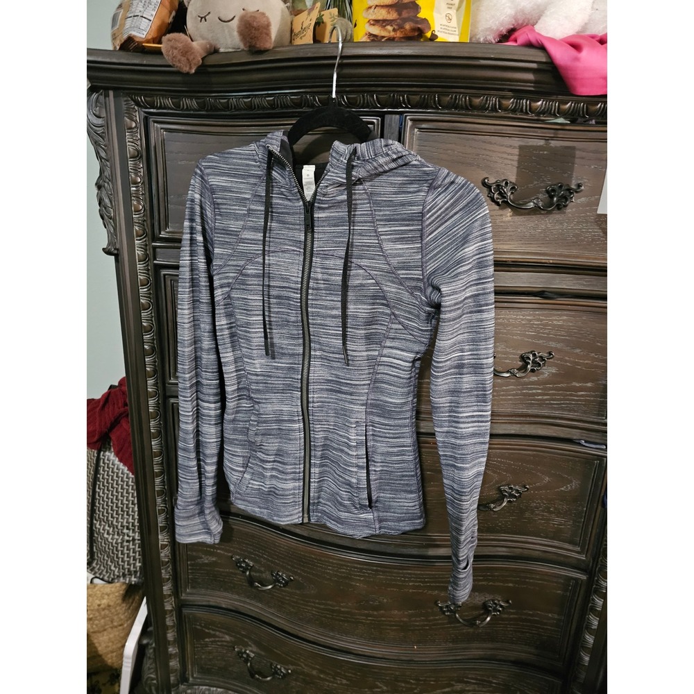 Lululemon Scuba Hoodie Full Zip Space Dye Grey White Jacket Size 6